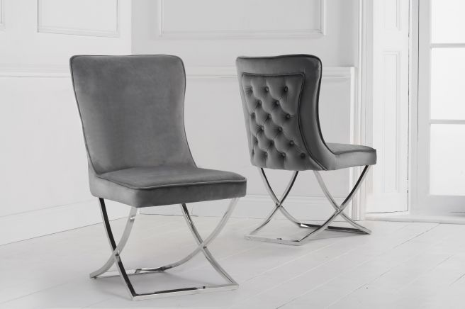 Gabriella grey velvet dining chair (pairs)
