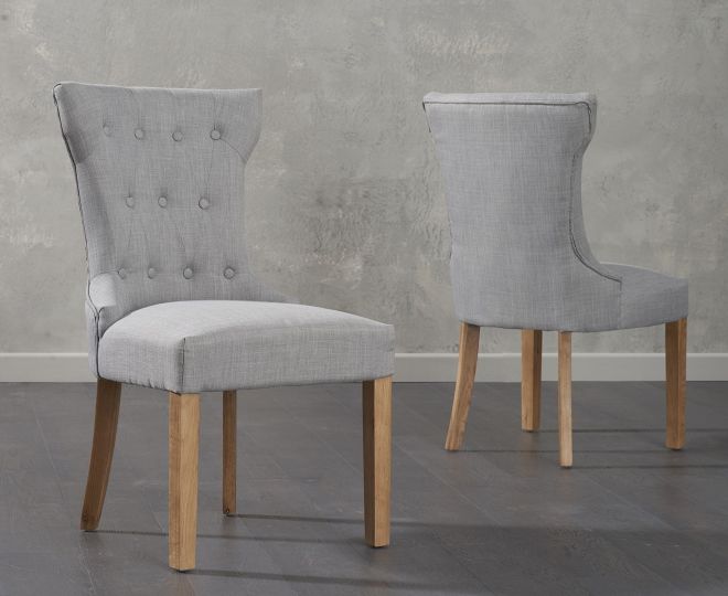 Courtney Grey Fabric Dining Chairs Pair, Grey Fabric Dining Room Chairs Uk