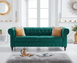Cardiff Green Velvet 3 Seater Sofa
