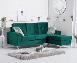 Waso Green Velvet Reversible Chaise Sofa