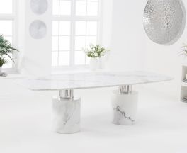 Adeline 260cm White Marble Dining Table