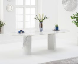 Safford 200cm White Marble Dining Table