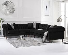 Lauren Medium Black Velvet Corner Sofa