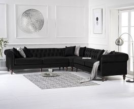 Lauren Black Velvet Corner Sofa