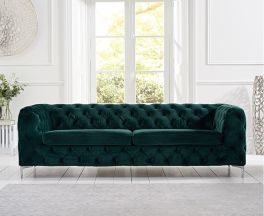 Alegra Green Plush 3 Seater Sofa