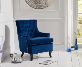 Barney Blue Velvet Accent Chair