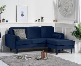 Liam Blue Velvet 3 Seater Reversible Chaise Sofa