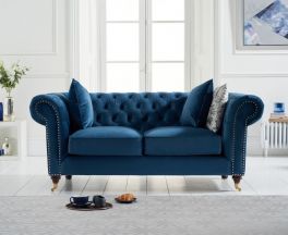 Camara Chesterfield Blue Velvet 2 Seater Sofa