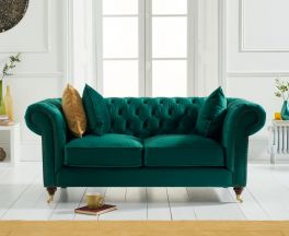 Camara Chesterfield Green Velvet 2 Seater Sofa