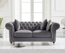 Camara Chesterfield Grey Velvet 2 Seater Sofa