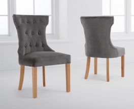 Courtney Grey Velvet Dining Chairs (Pairs)