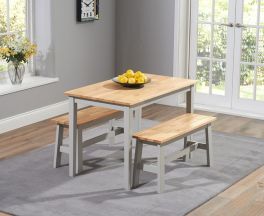 Chichester 115cm Oak And Grey Dining Set With 2 Benches