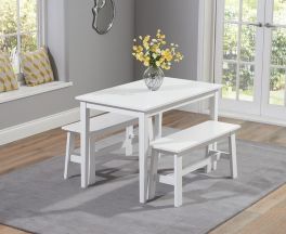 Chichester 115cm White Dining Set With 2 Benches