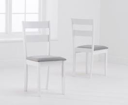 Chichester White/Grey Fabric Padded Chair (PAIRS)