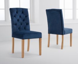 Clarissa Blue Velvet Dining Chairs (Pairs)