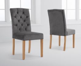 Clarissa Grey Velvet Dining Chairs (Pairs)