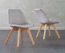 Dannii Light Grey Fabric Chairs (Pair)