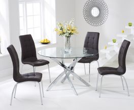 Daytona 110cm Glass Dt With 4 Brown California Chairs