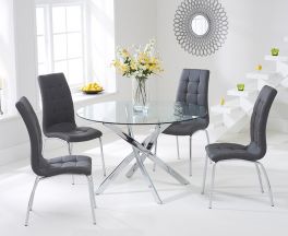 Daytona 110cm Glass Dt With 4 Charcoal Grey California Chairs