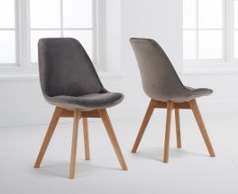 Dannii Grey Velvet Dining Chairs (Pairs)