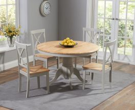 Elstree 120cm Painted Oak & Grey Round Dt + 4 Chairs