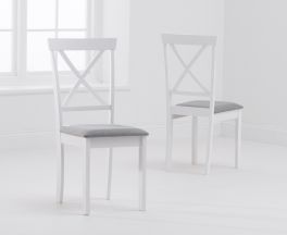 Elstree X Back White/Grey Fabric Padded Chair (PAIRS)