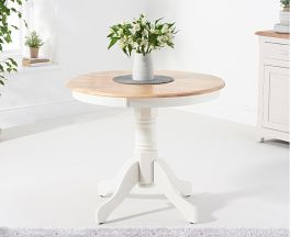 Elstree 90cm Oak and White Pedestal Dining Table