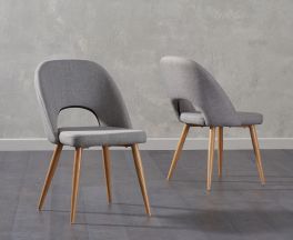 Halle Grey Fabric Dining Chairs (Pair)