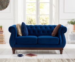 Highgrove Blue Plush Fabric 2 Seater Sofa
