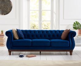 Highgrove Blue Plush Fabric 3 Seater Sofa