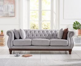 Highgrove Grey Plush Fabric 3 Seater Sofa
