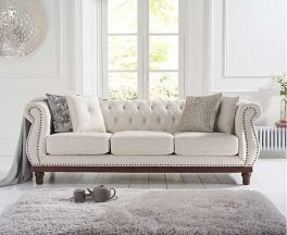 Highgrove Ivory Linen 3 Seater Sofa