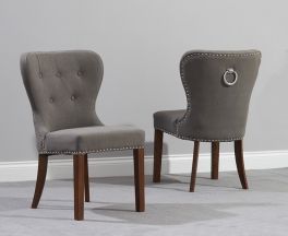 Kalim Dark Wood Dining Chair (Pairs) - Grey