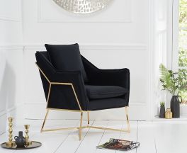 Larna Black Velvet Accent Chair