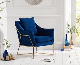 Larna Blue Velvet Accent Chair