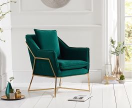 Larna Green Velvet Accent Chair