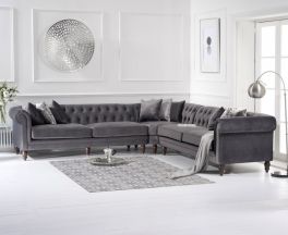 Lauren Grey Velvet 2 + 2 Corner Sofa