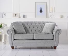 Liv Chesterfield Grey Plush Two Seater Sofa