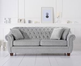 Liv Chesterfield Grey Plush Three Seater Sofa