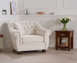 Liv Chesterfield Ivory Fabric Armchair