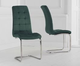 Lucy Green Velvet Dining Chairs (Pairs)
