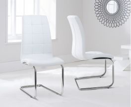 Lucy Hoop Leg Pu White Dining Chairs (Pair)