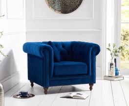 Montrose Blue Plush Fabric Armchair