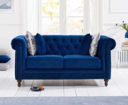 Montrose Blue Plush Fabric 2 Seater Sofa