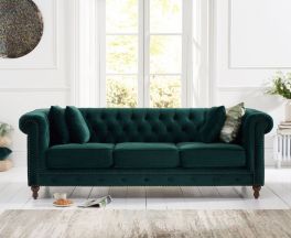 Montrose Green Plush Fabric 3 Seater Sofa