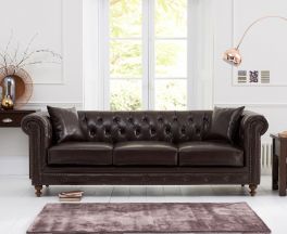 Montrose Brown Leather 3 Seater Sofa