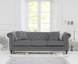 Montrose Grey Linen Fabric 3 Seater Sofa