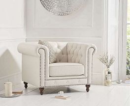 Montrose Ivory Linen Armchair