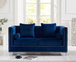 New England Blue Velvet 2 Seater Sofa