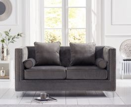 New England Grey Velvet 2 Seater Sofa